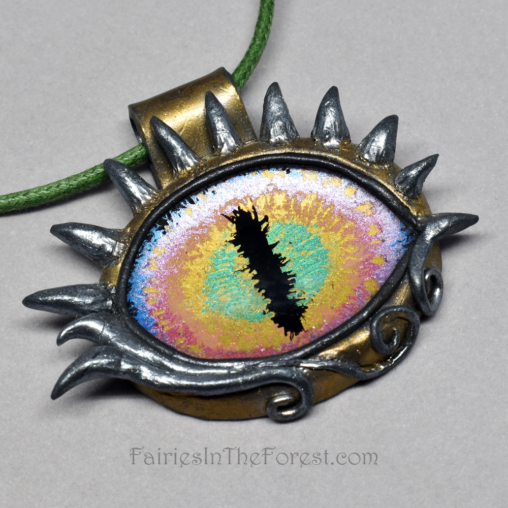 Dragon Eye Pendant Necklace, Hand Painted Dragon Eye Wrapped in 