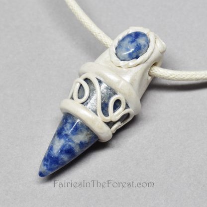 Sodalite and Polymer Clay Pendant/Necklace