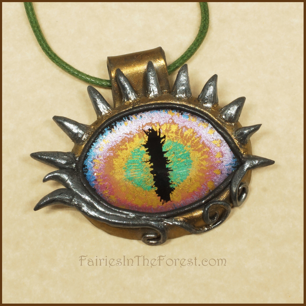 Dragon Eye Pendant Necklace, Hand Painted Dragon Eye Wrapped in 