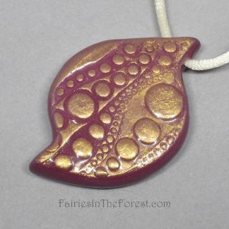 Pink and Gold Polymer Clay Freeform Pendant Necklace