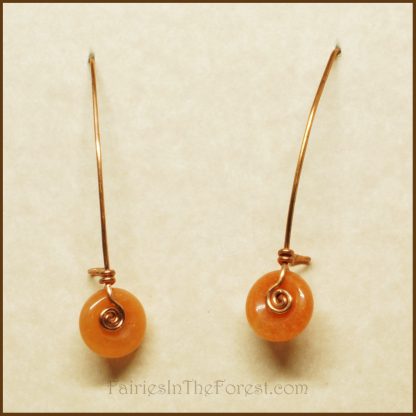 Copper and Peach Aventurine Donut Earrings