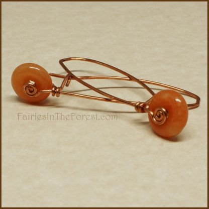 Copper and Peach Aventurine Donut Earrings