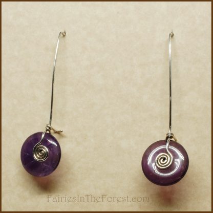 Sterling Silver and Amethyst Donut Earrings