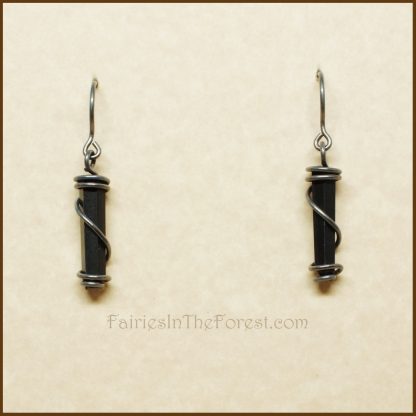 Sterling Silver Wrapped Blackstone Crystal Point Earrings