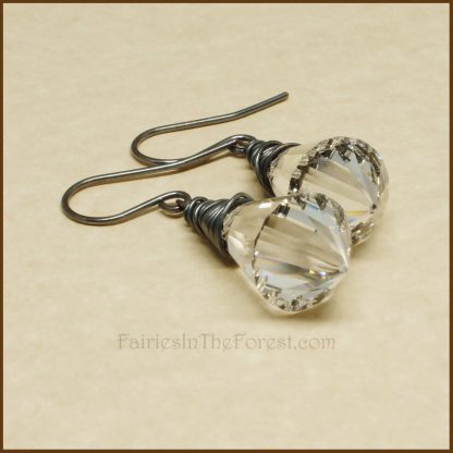 Sterling Silver and Clear Crystal Prism Teardrop Earrings