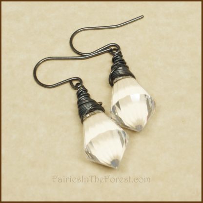 Sterling Silver and Clear Crystal Prism Teardrop Earrings