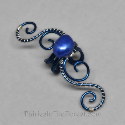 Blue and Silver Swirly Fairy Ear Cuff