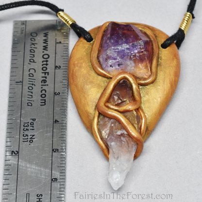 Amethyst and Gold Polymer Clay Necklace
