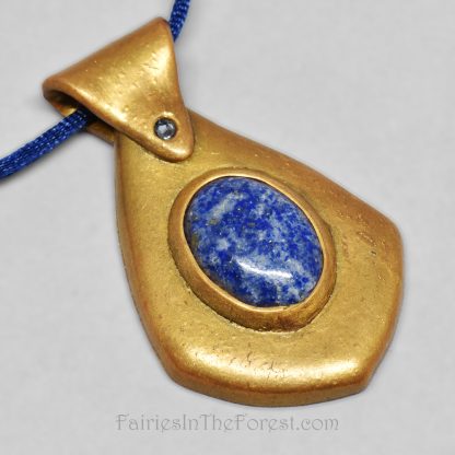 Lapis Lazuli in gold polymer clay necklace
