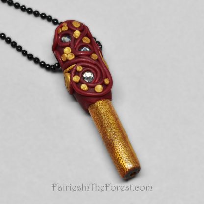 Gold Coral and Polymer Clay Pendant Necklace