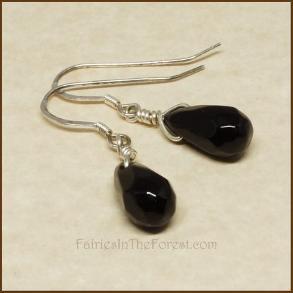 Sterling Silver and Faceted Glass Teardrop Earrings