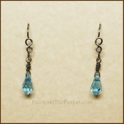 Blue Swarovski Crystal Teardrops and Sterling Silver Infinity Symbol Earrings