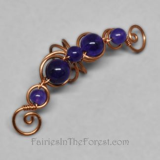 Copper and Amethyst Wire Wrapped Ear Cuff