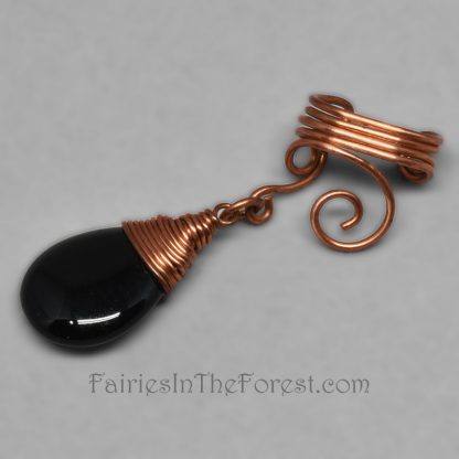 Copper Spiral Ear Cuff with Black Onyx Teardrop