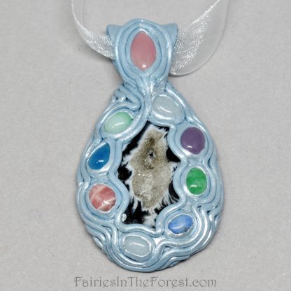 Multi-stone polymer clay necklace.