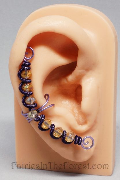 Yellow and Purple Handmade Ear Cuff