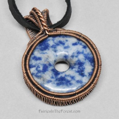 Copper Wire Wrapped Lapis Donut Necklace