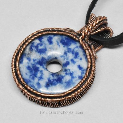 Copper Wire Wrapped Lapis Donut Necklace