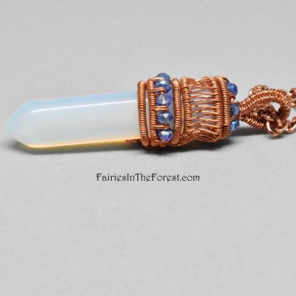 Copper and Opalite Wire Wrapped Crystal Point Necklace