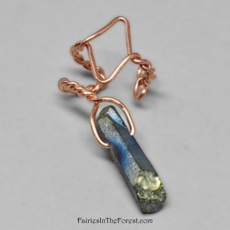 Copper "Diamond" and Titanium Quartz Crystal Point Ear Cuff - Right Ear
