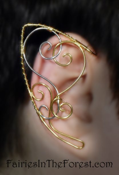 Gold and Silver Swirls Elf Ear - Pair