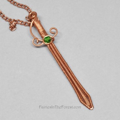 Copper wire wrapped sword pendant