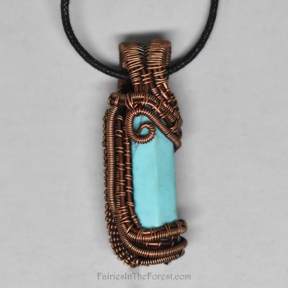 Turquoise Magnesite Heady Wire Wrap Crystal Point Necklace