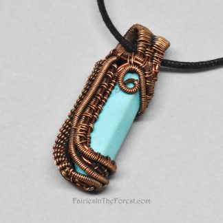 Turquoise Magnesite Heady Wire Wrap Crystal Point Necklace